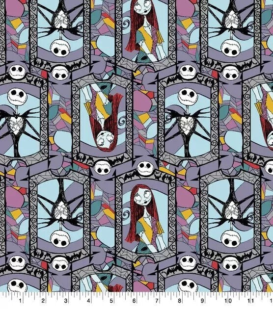 Quilting Cotton Nightmare Before Christmas Stained Glass Halloween Fabric