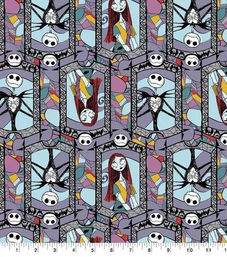 Quilting Cotton Nightmare Before Christmas Stained Glass Halloween Fabric