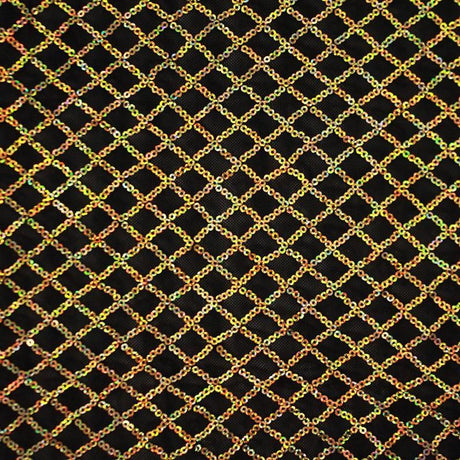Nina Stretch Mesh Sequin Nylon Spandex Fabric - 4-Way Stretch Mesh With Sequins, 58/60" Cut Width, 48/50" Usable Width (1 Yard)