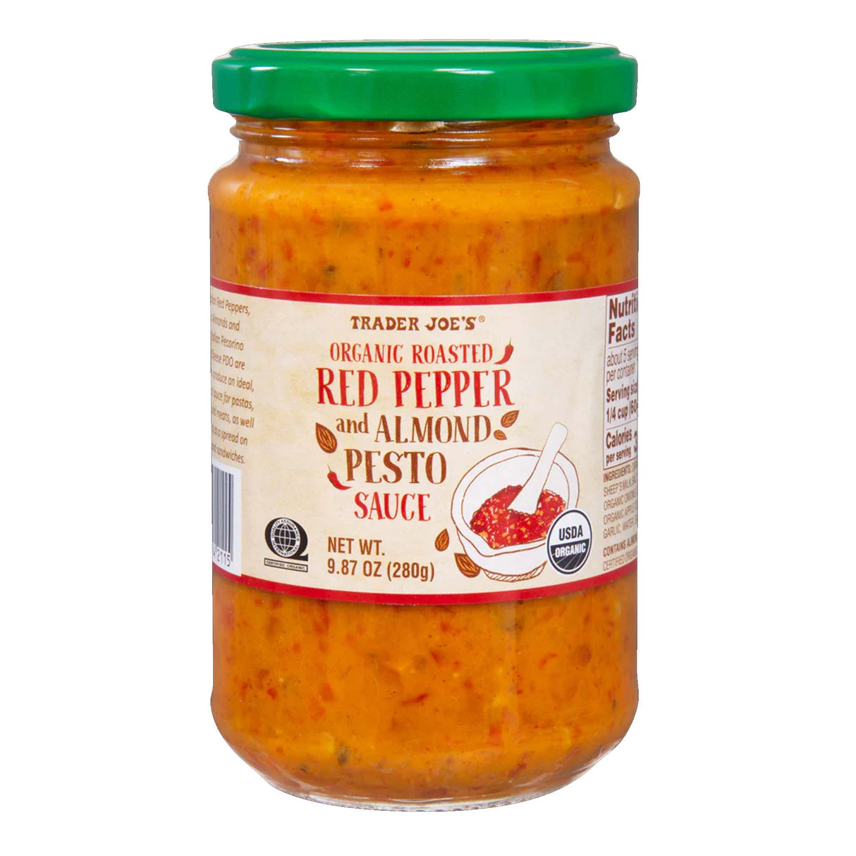 Organic Roasted Red Pepper & Almond Pesto Sauce – Savory Nutty Roasted Vegetable Pesto