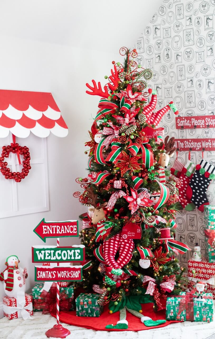 34 Inch x 13 Inch Frost Snowflake Plaid Velvet Poinsettia Stem