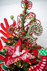 30 Inch Tinsel Swirl Spray – Whimsical Peppermint Magic for a Festive North Pole Look