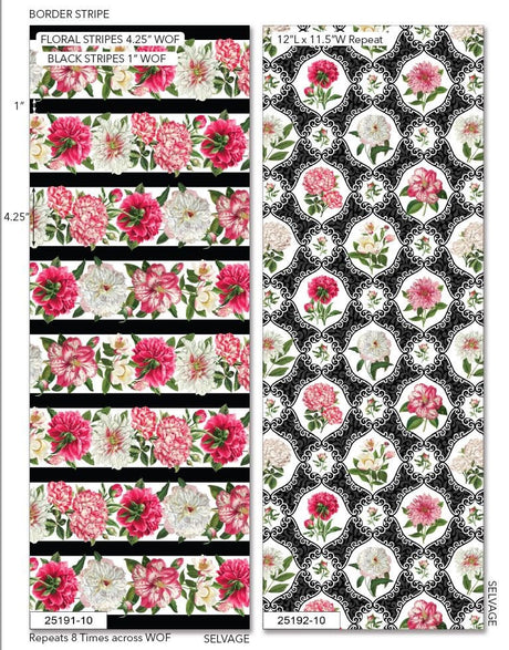 Quilting Cotton Bloom Collection Peony Passion Floral Northcott