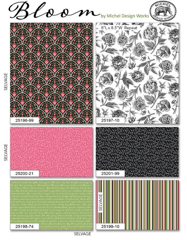 Quilting Cotton Bloom Collection Peony Passion Floral Northcott