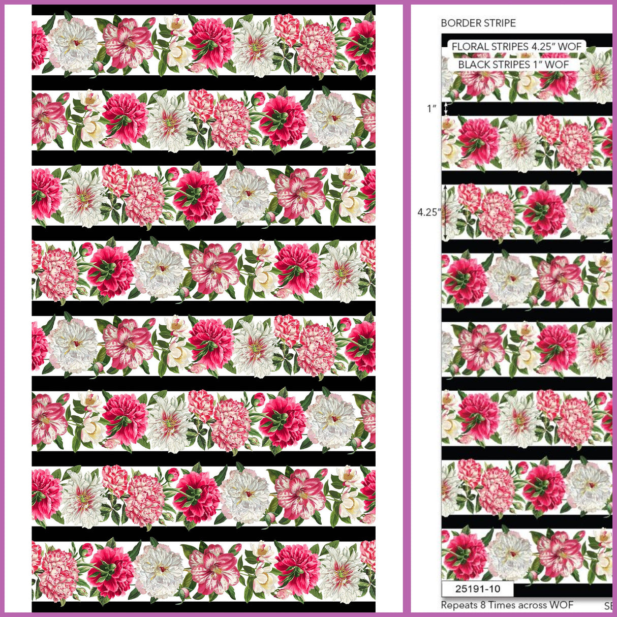 Quilting Cotton Peony Passion Lengthwise Stripe Northcott