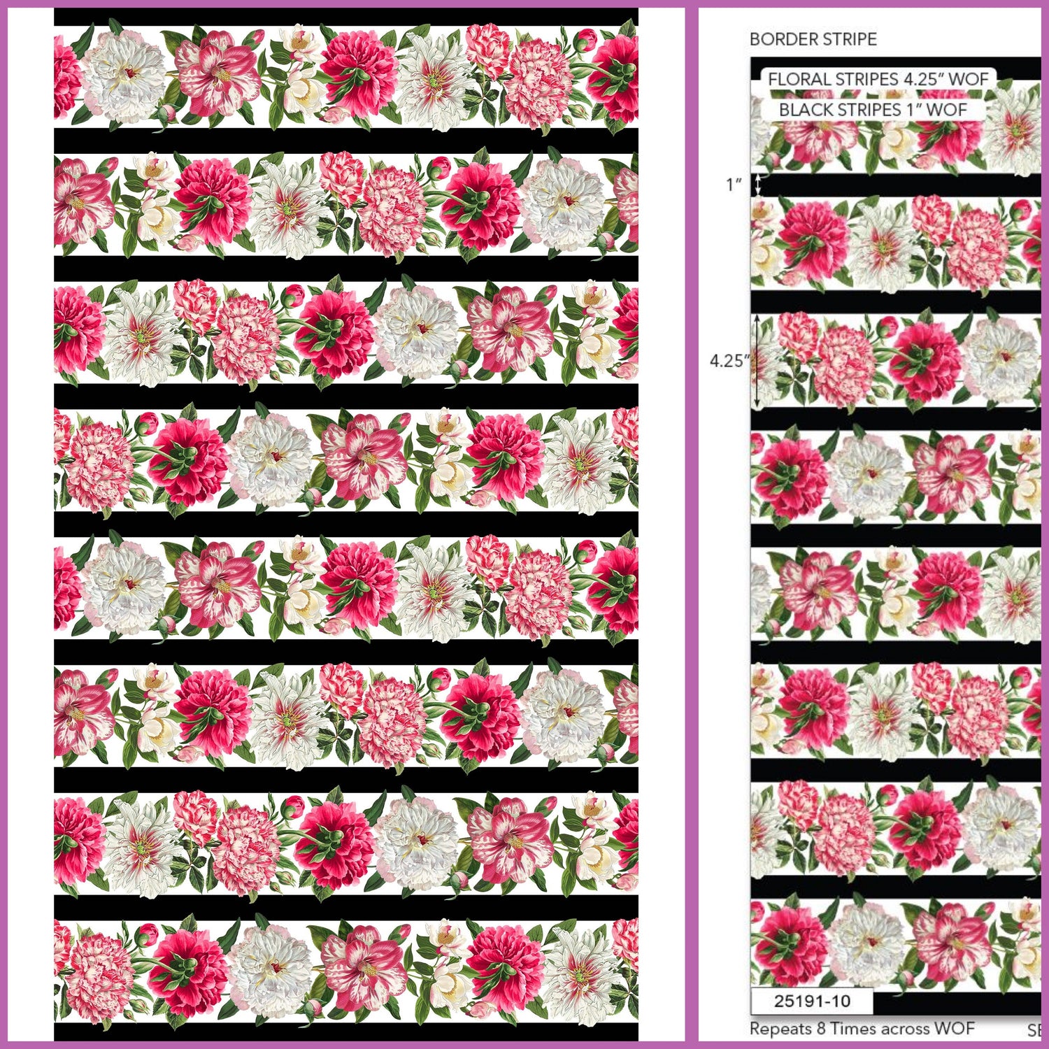 Quilting Cotton Peony Passion Lengthwise Stripe Northcott