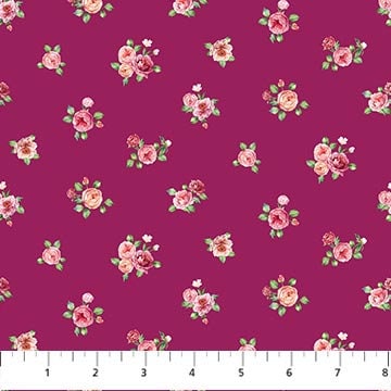 Quilting Cotton Blush Collection Packed Floral Magenta Northcott