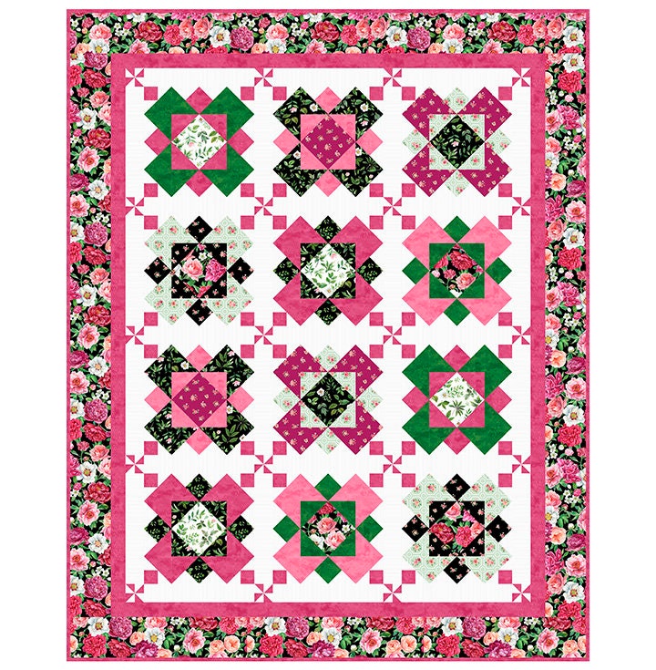 Quilting Cotton Blush Collection Packed Floral Magenta Northcott