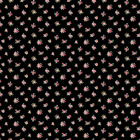 Quilting Cotton Blush Collection Packed Floral Black Northcott