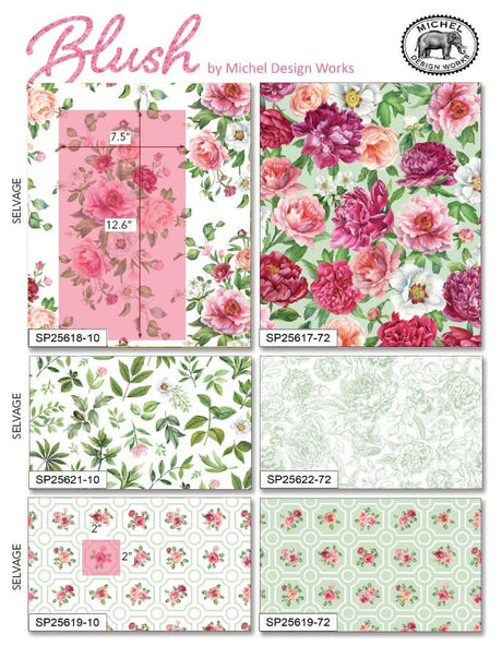 Fabric Panel Blush Collection Floral Northcott