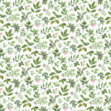 Quilting Cotton Blush Collection Leaf Toss White Green Northcott