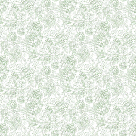 Quilting Cotton Blush Collection Green Floral Toile Northcott