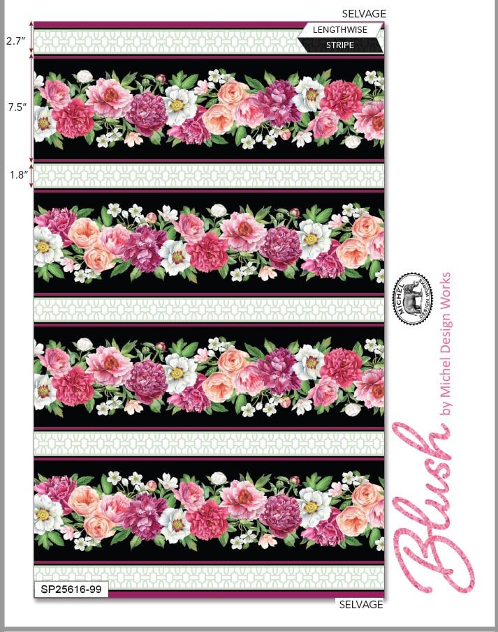 Quilting Cotton Blush Collection Green Floral Toile Northcott