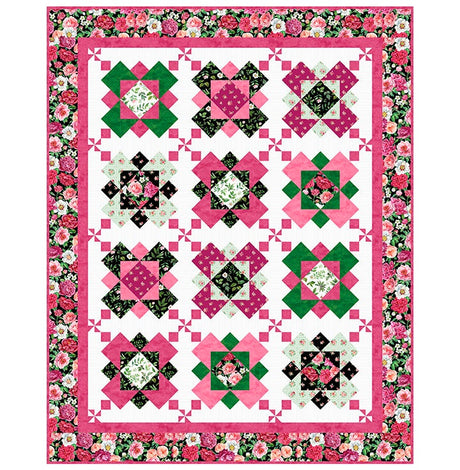 Wide Quilt Backing 108" Northcott Blush Stonehenge Black