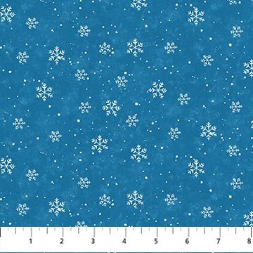Quilting Cotton Christmas Wonder Snowflakes on Blue Northcott