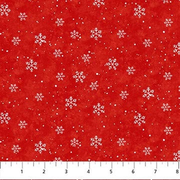 Quilting Cotton Christmas Wonder Snowflakes on Red Northcott