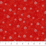 Quilting Cotton Christmas Wonder Snowflakes on Red Northcott