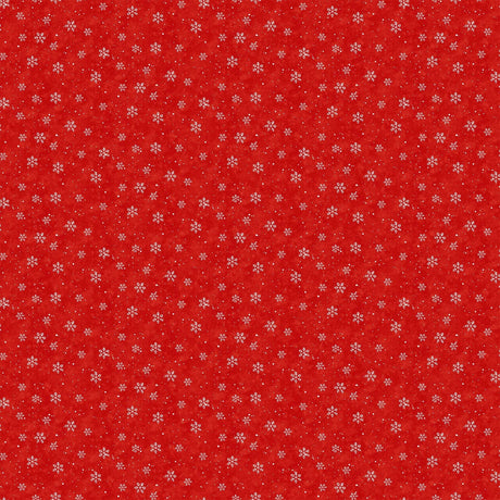 Quilting Cotton Christmas Wonder Snowflakes on Red Northcott