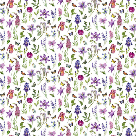 Quilting Cotton Deborah's Garden Floral with Butterflies Northcott