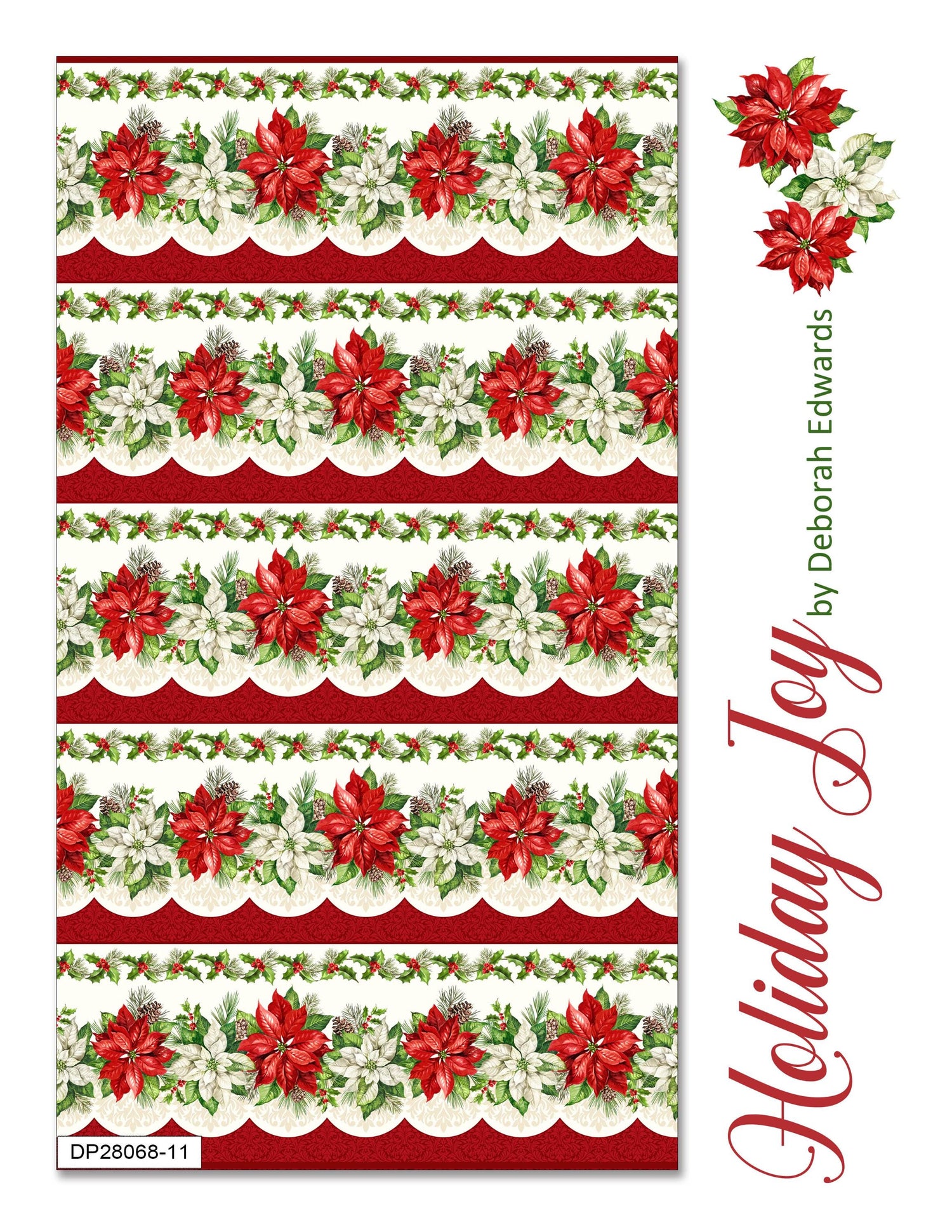 Quilting Cotton Holiday Joy Poinsettia Floral Northcott
