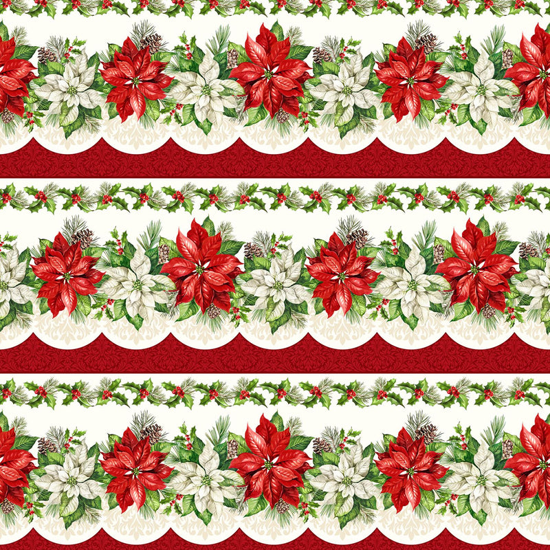Quilting Cotton Holiday Joy Border Stripe Northcott