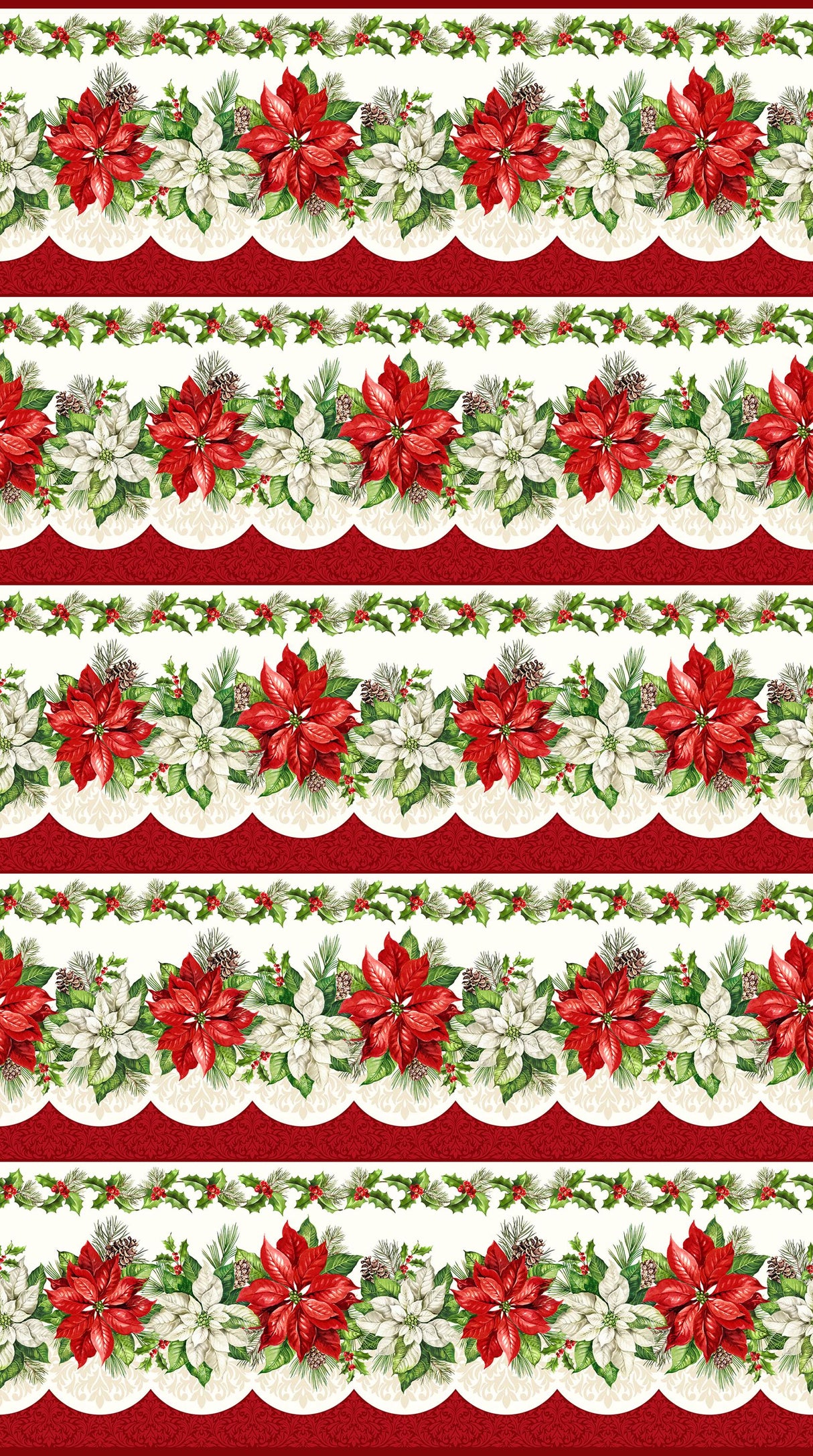 Quilting Cotton Holiday Joy Border Stripe Northcott