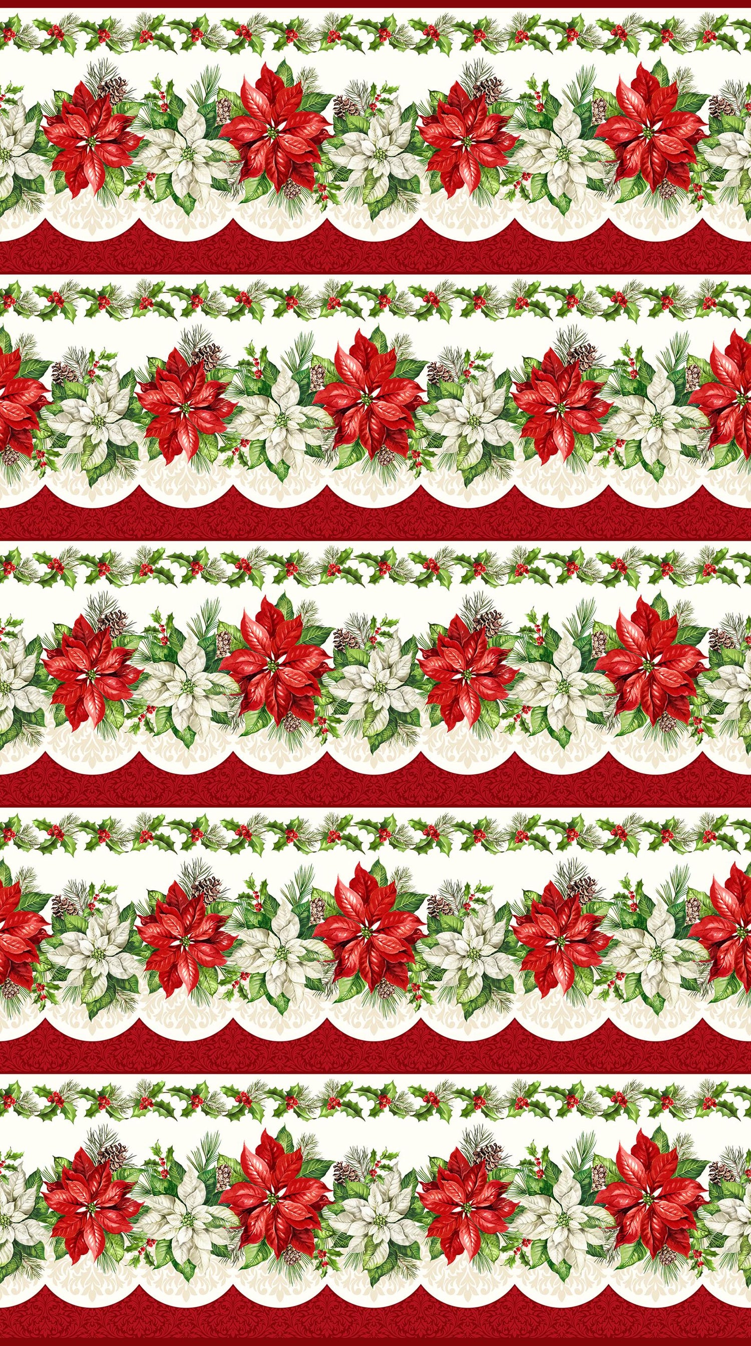 Quilting Cotton Holiday Joy Border Stripe Northcott