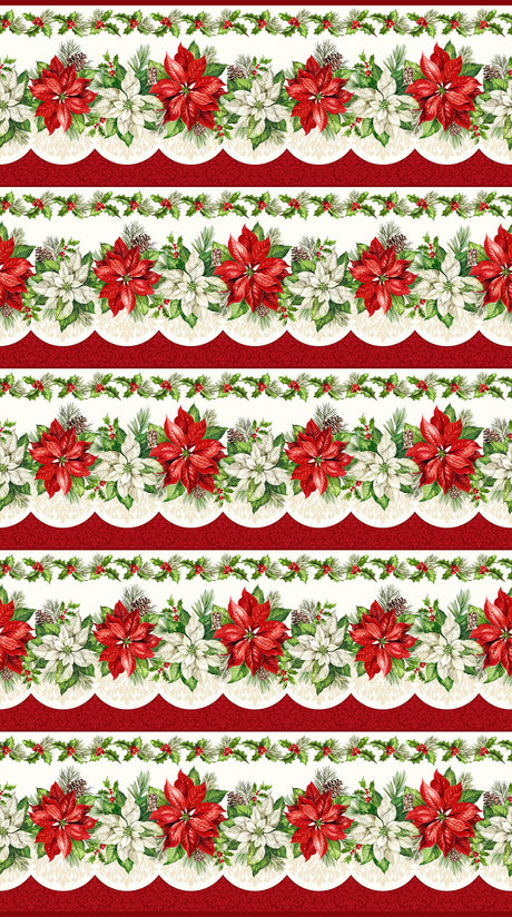 Quilting Cotton Holiday Joy Border Stripe Northcott