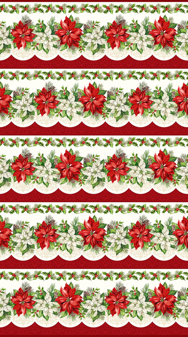 Quilting Cotton Holiday Joy Border Stripe Northcott