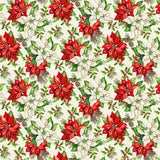 Quilting Cotton Holiday Joy Poinsettia Floral Northcott