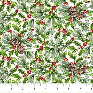 Quilting Cotton Holiday Joy Poinsettia Floral Northcott