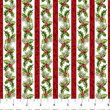 Quilting Cotton Holiday Joy Holly Stripe Northcott