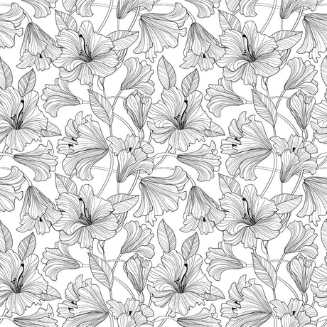 Quilting Cotton Simply Neutral 2 Hibiscus Toss White/Black Northcott
