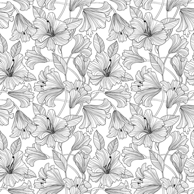 Quilting Cotton Simply Neutral 2 Hibiscus Toss White/Black Northcott