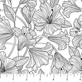 Quilting Cotton Simply Neutral 2 Hibiscus Toss White/Black Northcott