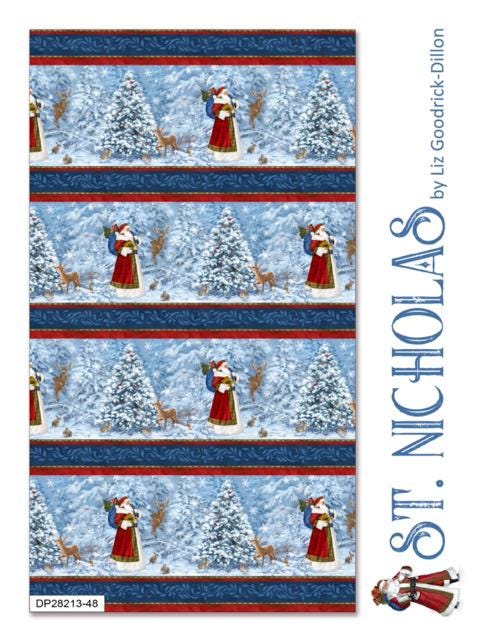 Quilting Cotton St. Nicholas Border Stripe Northcott Christmas Fabric
