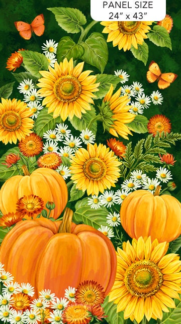 Fabric Panel Northcott Sunshine Harvest Floral 100% Cotton