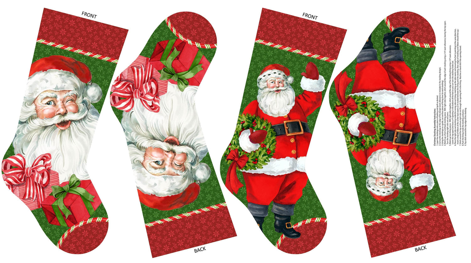 Fabric Panel Vintage Christmas Stocking Panel Northcott