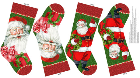 Fabric Panel Vintage Christmas Stocking Panel Northcott