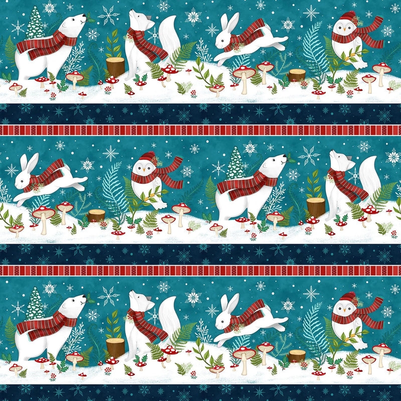 Quilting Cotton Woodland Wishes Northcott Animal Floral Print