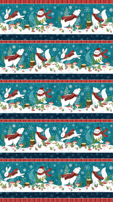 Quilting Cotton Woodland Wishes Northcott Animal Floral Print