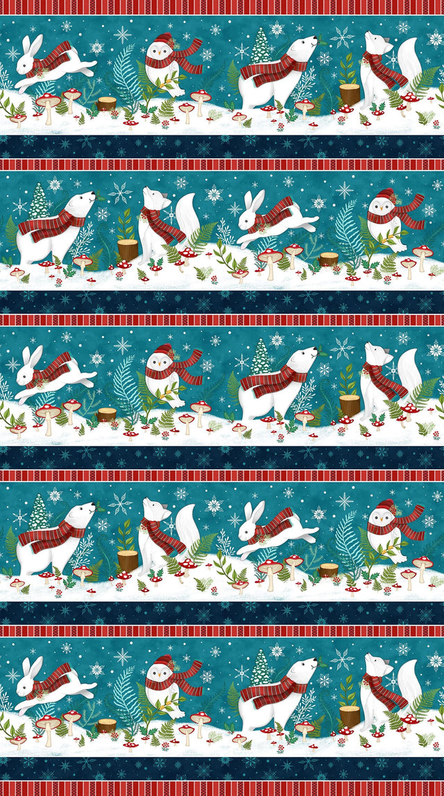 Quilting Cotton Woodland Wishes Northcott Animal Floral Print