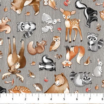Quilting Cotton Woodland Adventures Mid Gray Multi Northcott