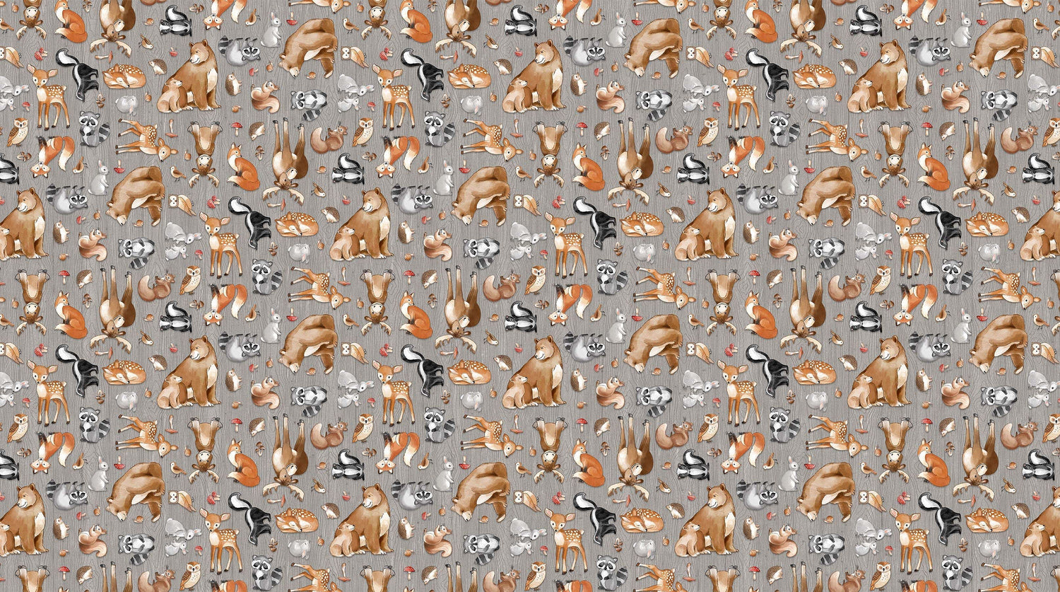 Quilting Cotton Woodland Adventures Mid Gray Multi Northcott