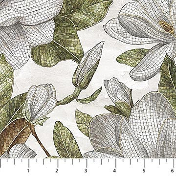 Quilting Cotton Magnolia Mosaic Digital Northcott
