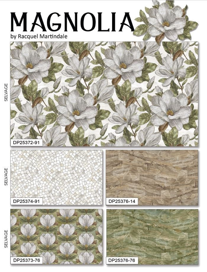Quilting Cotton Magnolia Mosaic Digital Northcott