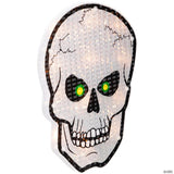 Northlight 12" Silver and Black Holographic Lighted Skull Halloween Window Silhouette Decoration