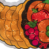Northlight 16" Gold and Red Lighted Cornucopia Thanksgiving Window Silhouette Decoration