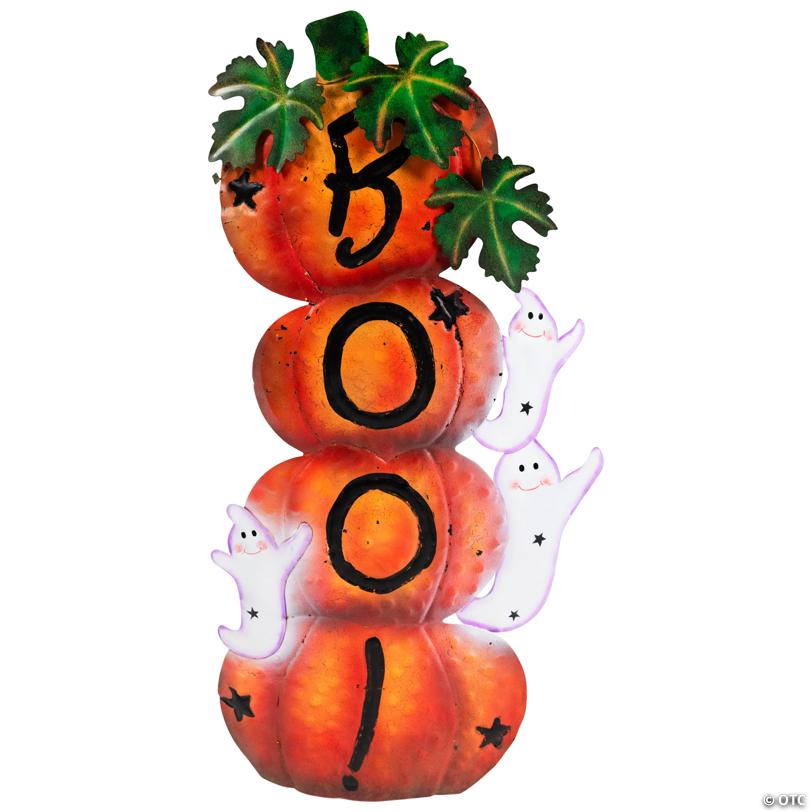 Northlight 33" Orange and Black Stacked Pumpkins Outdoor Halloween Decoration