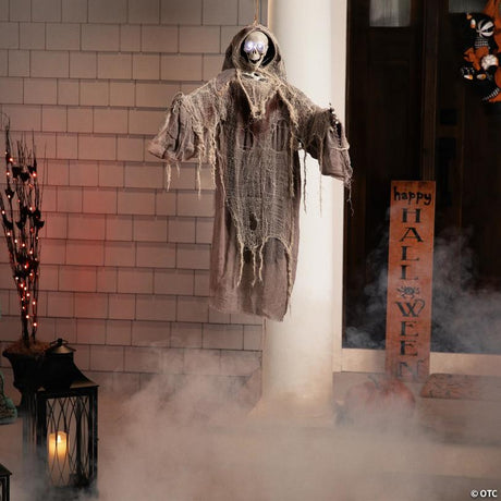 36-Inch Gray Touch-Activated Hanging Death Reaper Halloween Decoration